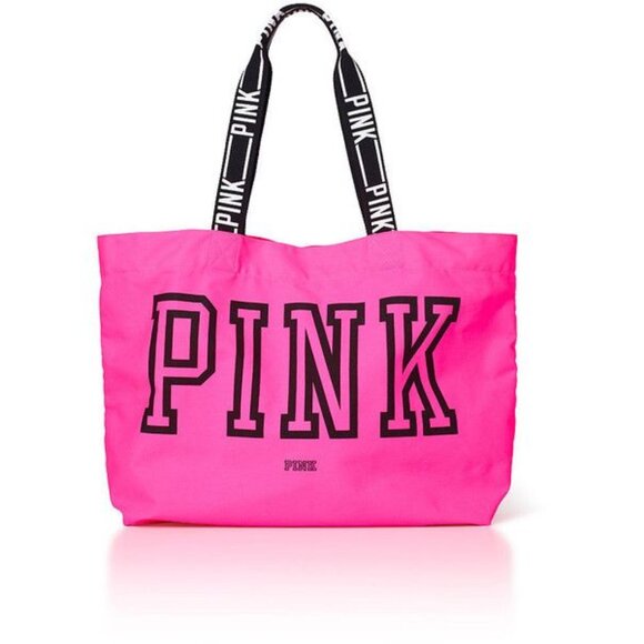 Victoria's Secret PINK | Hot Pink "PINK" Canvas Logo Book Bag - Picture 1 of 8